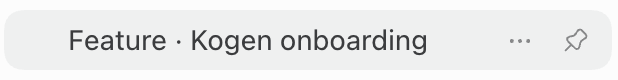 A task fork in ChatGPT for macOS titled Feature · Kogen onboarding.